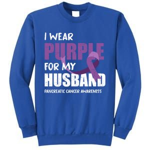 Warrior Husband Purple Ribbon Pancreatic Cancer Awareness Gift Sweatshirt