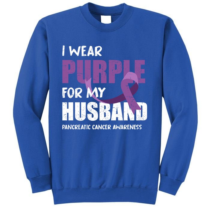 Warrior Husband Purple Ribbon Pancreatic Cancer Awareness Gift Sweatshirt