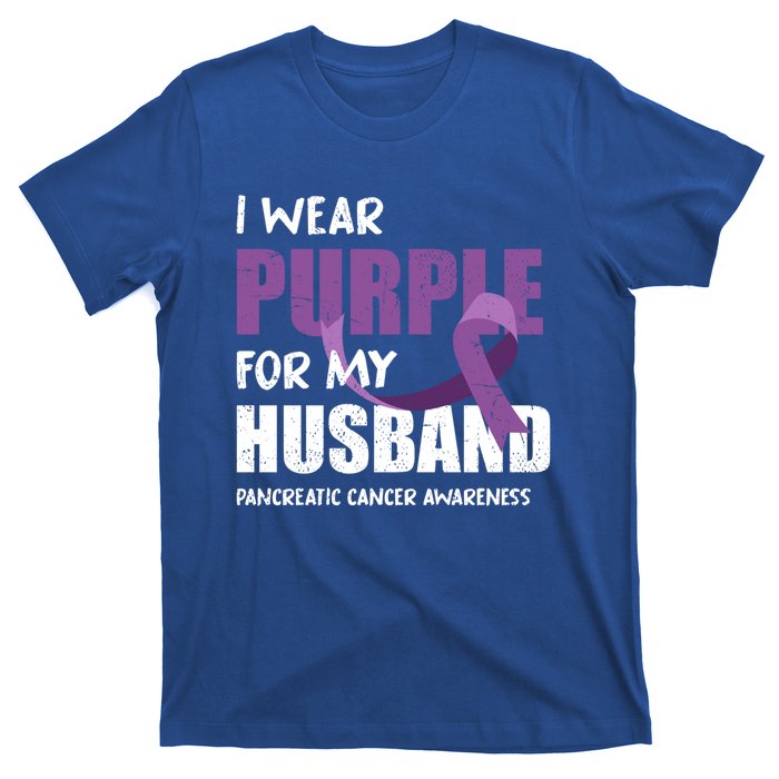 Warrior Husband Purple Ribbon Pancreatic Cancer Awareness Gift T-Shirt