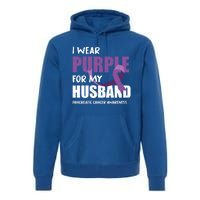 Warrior Husband Purple Ribbon Pancreatic Cancer Awareness Gift Premium Hoodie