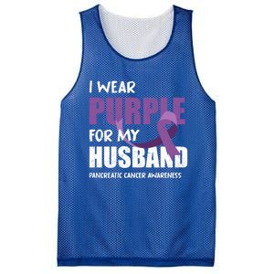 Warrior Husband Purple Ribbon Pancreatic Cancer Awareness Gift Mesh Reversible Basketball Jersey Tank