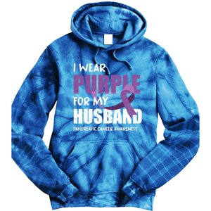 Warrior Husband Purple Ribbon Pancreatic Cancer Awareness Gift Tie Dye Hoodie