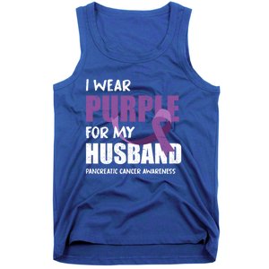 Warrior Husband Purple Ribbon Pancreatic Cancer Awareness Gift Tank Top