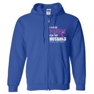 Warrior Husband Purple Ribbon Pancreatic Cancer Awareness Gift Full Zip Hoodie