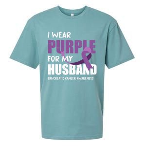 Warrior Husband Purple Ribbon Pancreatic Cancer Awareness Gift Sueded Cloud Jersey T-Shirt