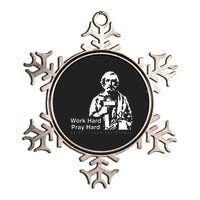 Work Hard Pray Hard Saint Joseph The Worker Metallic Star Ornament