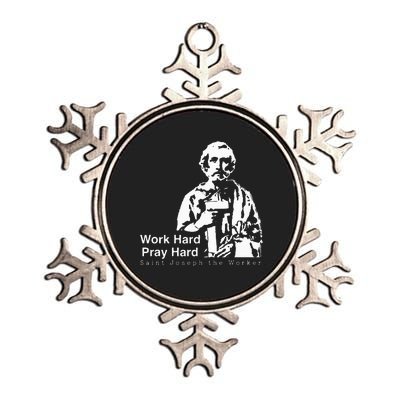 Work Hard Pray Hard Saint Joseph The Worker Metallic Star Ornament