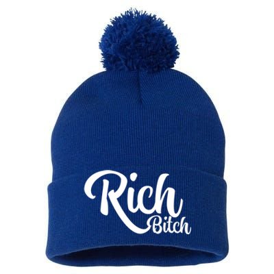 Wo Hot Rich Bitch Fashion Tops Gift Pom Pom 12in Knit Beanie