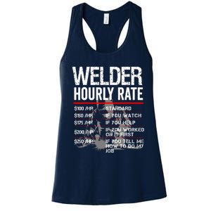 Welder Hourly Rate Funny Welding Gift For Metal Worker Women's Racerback Tank