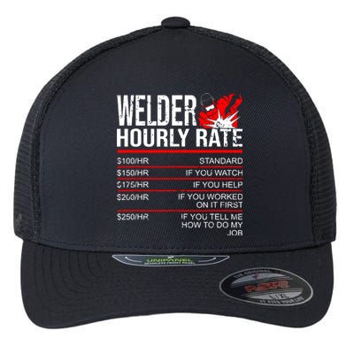 Welder Hourly Rate Funny Welding Gift For Metal Worker Flexfit Unipanel Trucker Cap