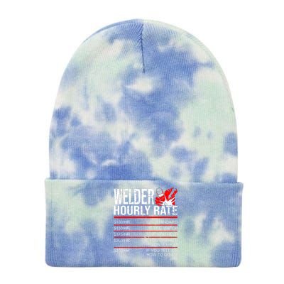 Welder Hourly Rate Funny Welding Gift For Metal Worker Tie Dye 12in Knit Beanie