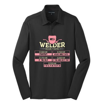 Welder Hourly Rate Funny Welding Welder Silk Touch Performance Long Sleeve Polo