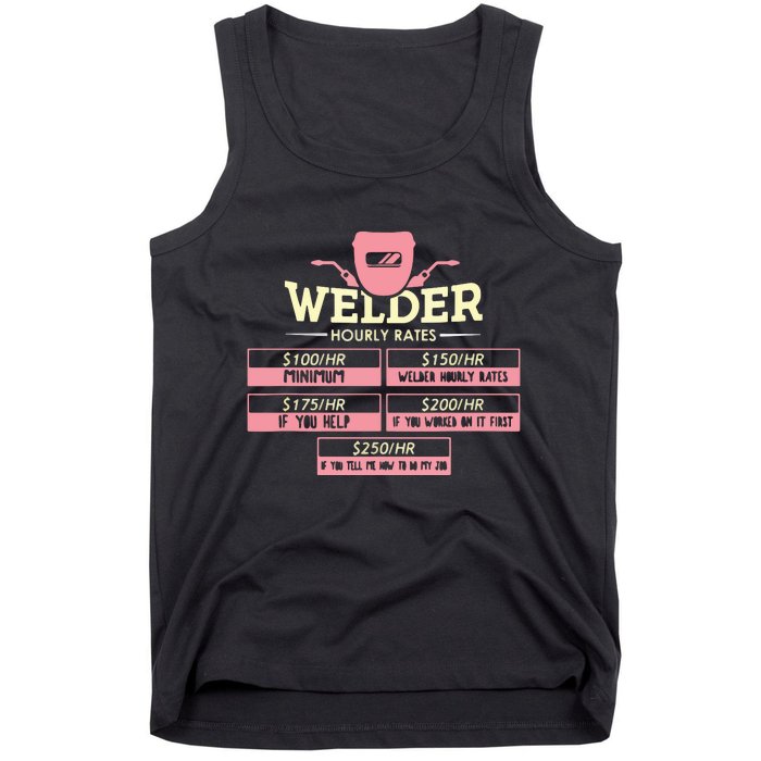 Welder Hourly Rate Funny Welding Welder Tank Top