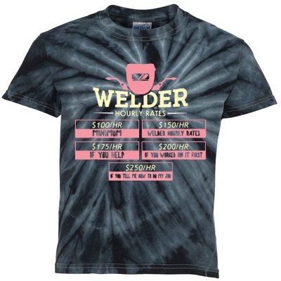 Welder Hourly Rate Funny Welding Welder Kids Tie-Dye T-Shirt