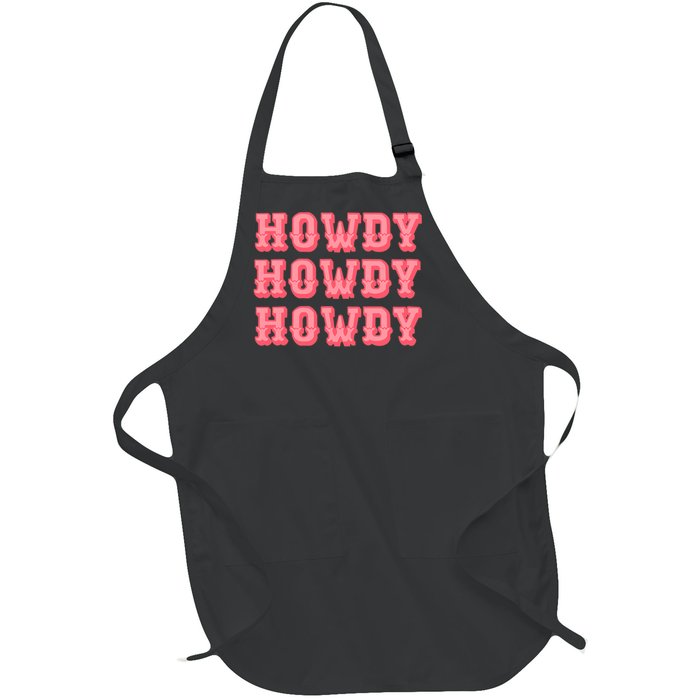 White Howdy Rodeo Western Country Southern Cowgirl Full-Length Apron With Pockets