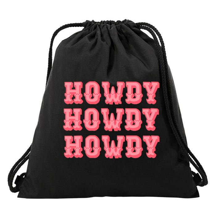 White Howdy Rodeo Western Country Southern Cowgirl Drawstring Bag