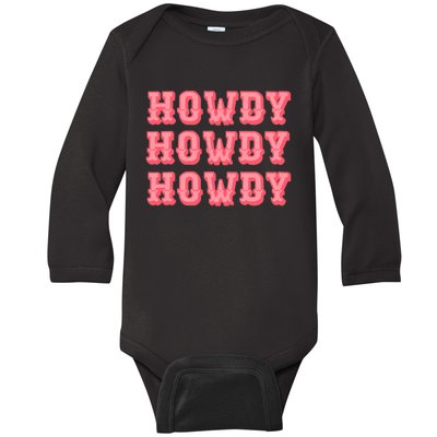 White Howdy Rodeo Western Country Southern Cowgirl Baby Long Sleeve Bodysuit