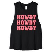 White Howdy Rodeo Western Country Southern Cowgirl Women's Racerback Cropped Tank