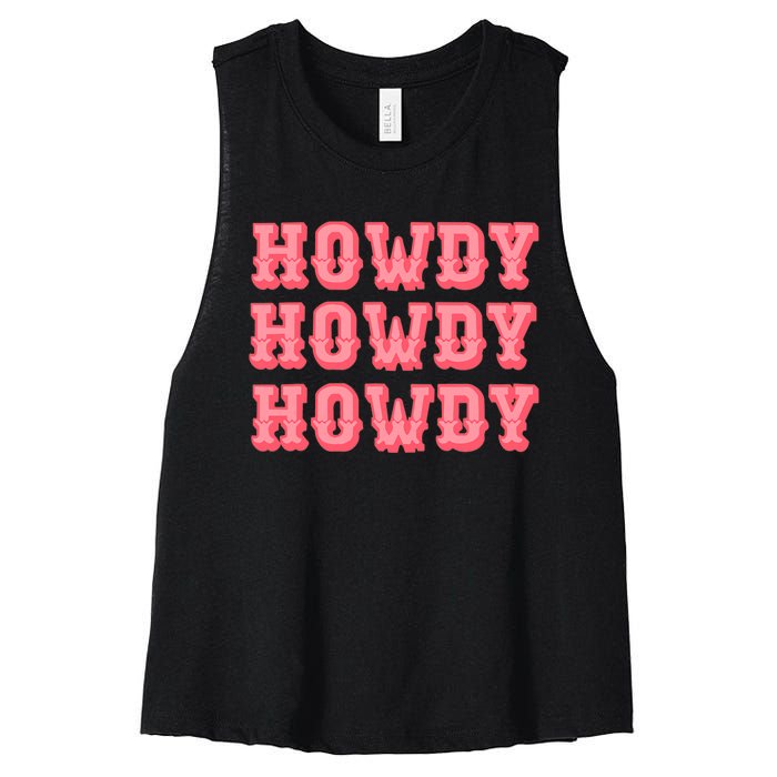 White Howdy Rodeo Western Country Southern Cowgirl Women's Racerback Cropped Tank