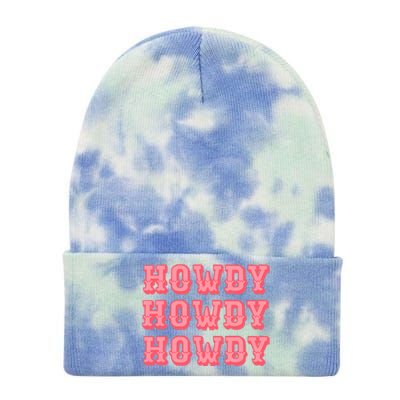 White Howdy Rodeo Western Country Southern Cowgirl Tie Dye 12in Knit Beanie