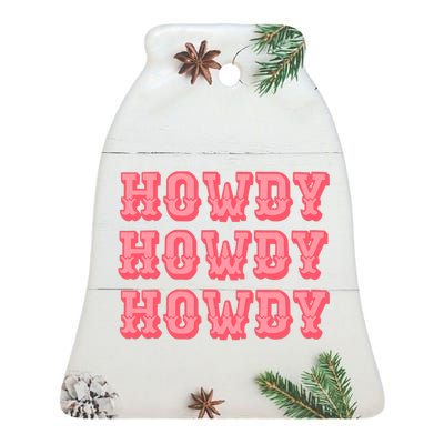 White Howdy Rodeo Western Country Southern Cowgirl Ceramic Bell Ornament