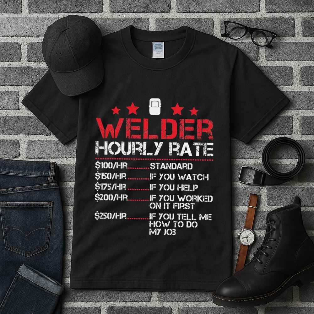 Welder Hourly Rate Funny Welding For Welder Worker Women Tall T-Shirt