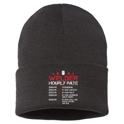 Welder Hourly Rate Funny Welding For Welder Worker Women Sustainable Knit Beanie
