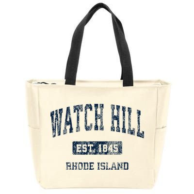 Watch Hill Rhode Island RI Vintage Athletic Sports Design Zip Tote Bag