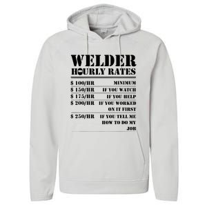 Welder Hourly Rate Funny Welding Performance Fleece Hoodie