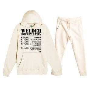 Welder Hourly Rate Funny Welding Premium Hooded Sweatsuit Set