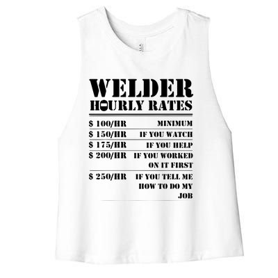 Welder Hourly Rate Funny Welding Women's Racerback Cropped Tank