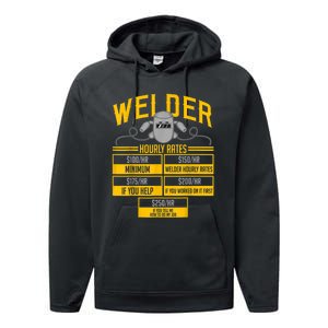 Welder Hourly Rate Funny Welding Gift For Hard Worker Welder Performance Fleece Hoodie