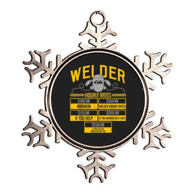 Welder Hourly Rate Funny Welding Gift For Hard Worker Welder Metallic Star Ornament