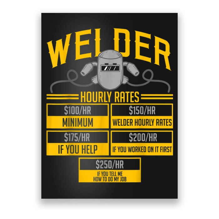 Welder Hourly Rate Funny Welding Gift For Hard Worker Welder Poster