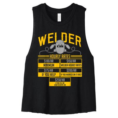 Welder Hourly Rate Funny Welding Gift For Hard Worker Welder Women's Racerback Cropped Tank