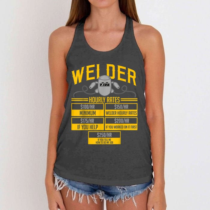 Welder Hourly Rate Funny Welding Gift For Hard Worker Welder Women's Knotted Racerback Tank