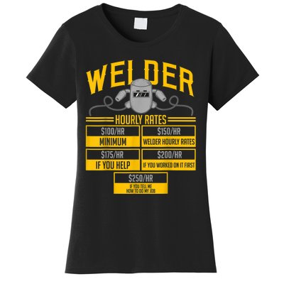 Welder Hourly Rate Funny Welding Gift For Hard Worker Welder Women's T-Shirt