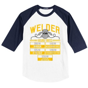 Welder Hourly Rate Funny Welding Gift For Hard Worker Welder Baseball Sleeve Shirt