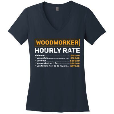 Woodworker Hourly Rate Woodworking Women's V-Neck T-Shirt