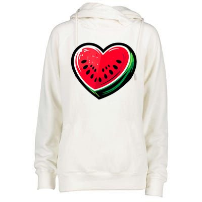 Watermelon Heart Shaped Summer Fruit Womens Funnel Neck Pullover Hood