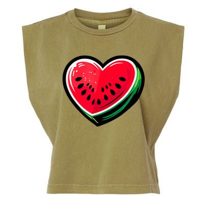 Watermelon Heart Shaped Summer Fruit Garment-Dyed Women's Muscle Tee