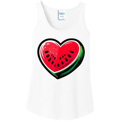 Watermelon Heart Shaped Summer Fruit Ladies Essential Tank