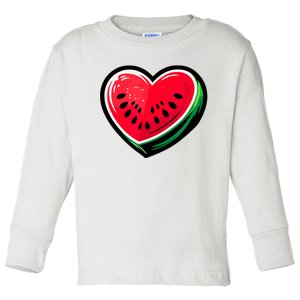 Watermelon Heart Shaped Summer Fruit Toddler Long Sleeve Shirt