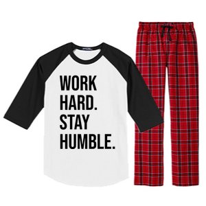 Work Hard Stay Humble Gym Motivational Funny Gift Raglan Sleeve Pajama Set