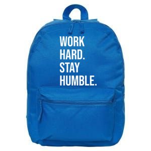 Work Hard Stay Humble Gym Motivational Funny Gift 16 in Basic Backpack