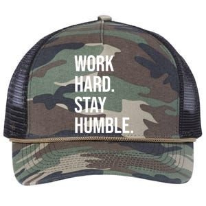 Work Hard Stay Humble Gym Motivational Funny Gift Retro Rope Trucker Hat Cap