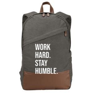 Work Hard Stay Humble Gym Motivational Funny Gift Cotton Canvas Backpack