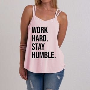 Work Hard Stay Humble Gym Motivational Funny Gift Women's Strappy Tank