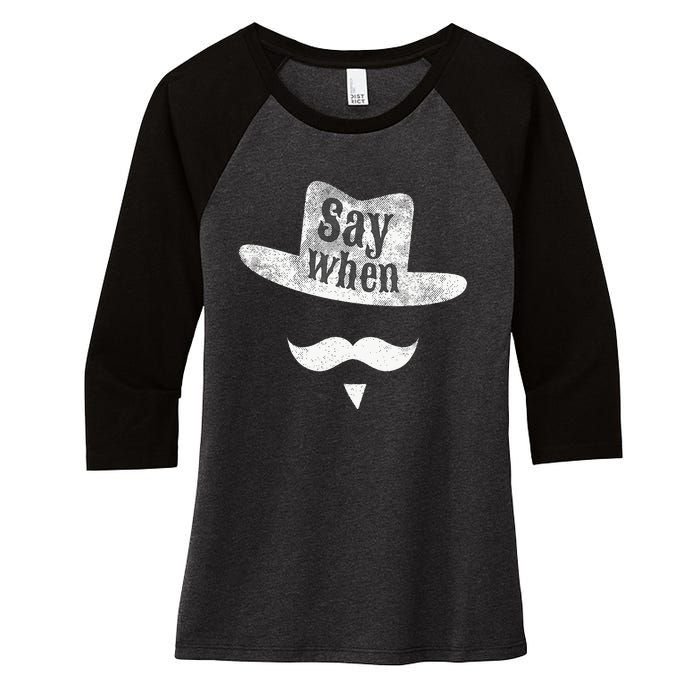 Western Huckleberry Saywhen Cowboy Moustache Holiday Women's Tri-Blend 3/4-Sleeve Raglan Shirt