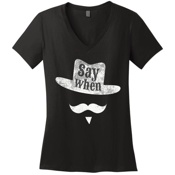 Western Huckleberry Saywhen Cowboy Moustache Holiday Women's V-Neck T-Shirt